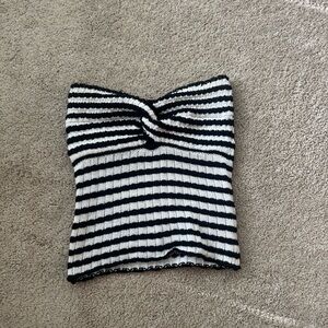 NAKD Fashion Striped Black and White Knit Tube Top